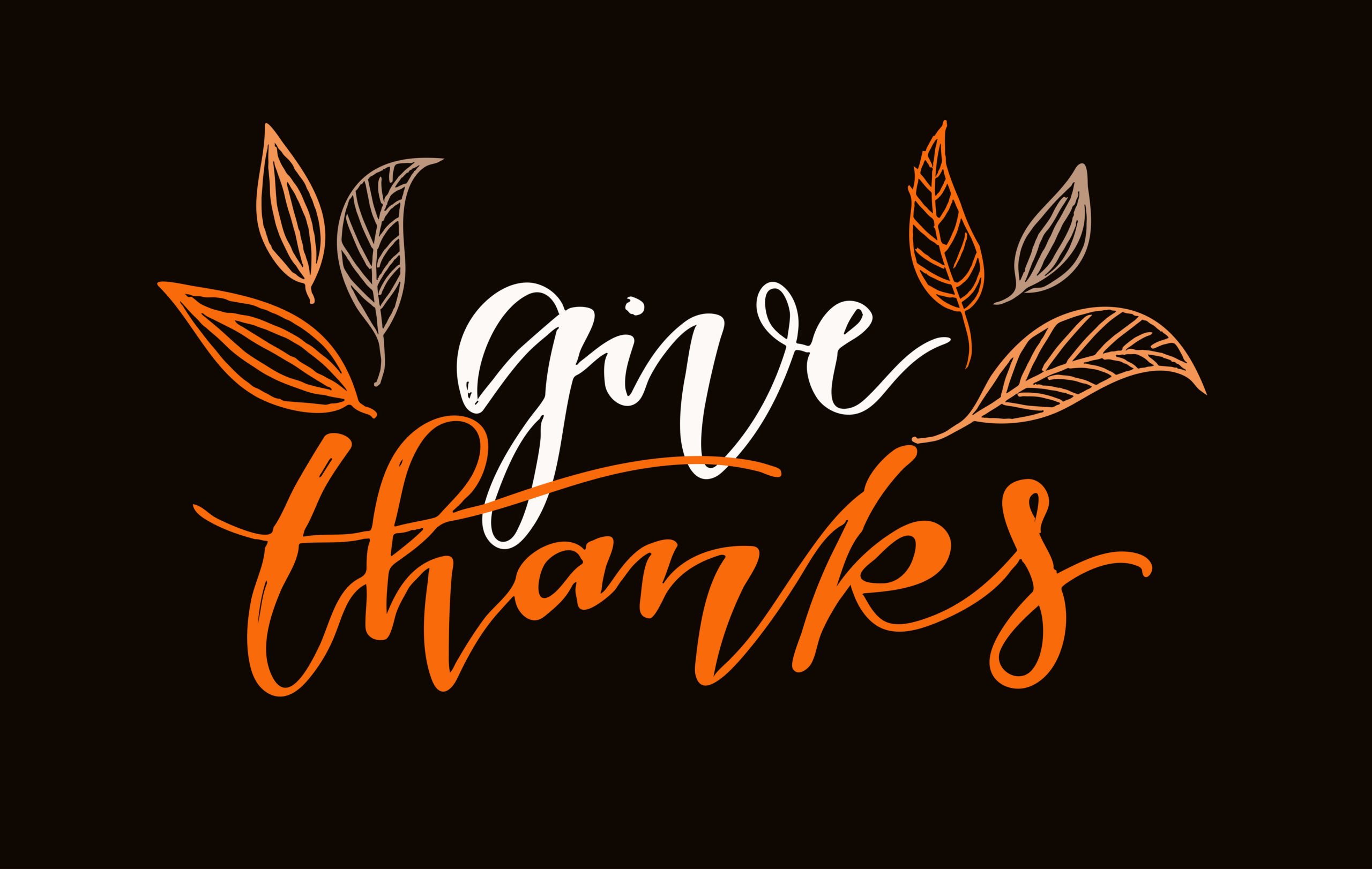 Give thanks Happy thanksgiving day hand drawn lettering postcard